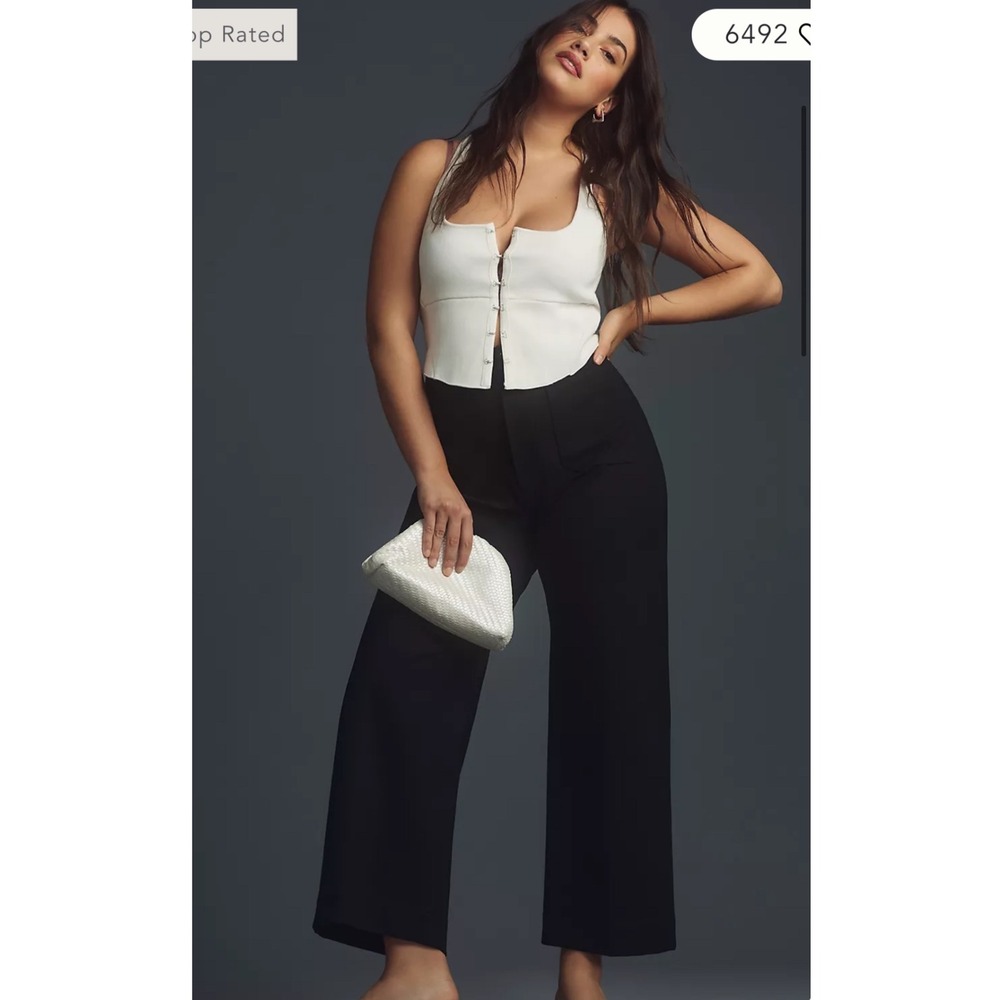 Anthropologie‎ The Colette Ponte Crop Wide Leg Pants 2 minimalist flattering
